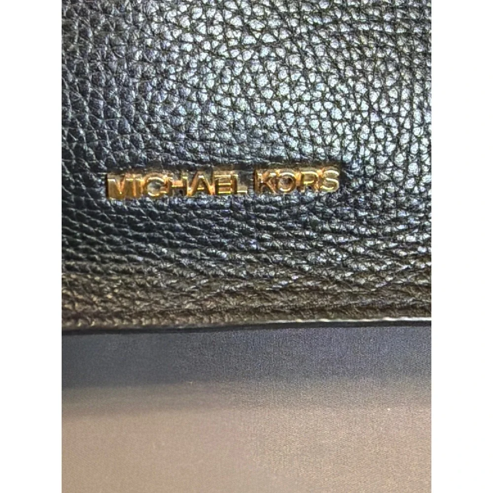 Michael Kors Black Pebbled Leather Crossbody Messenger Bag Gold Hardware